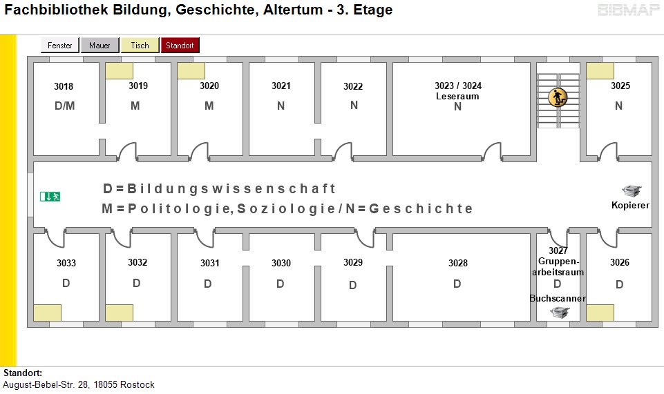 Etagenplan Fachbibliothek Bildung, Geschichte, Altertum - 3.Etage