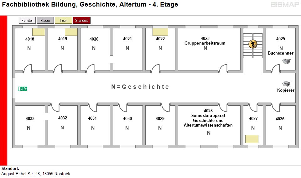 Etagenplan Fachbibliothek Bildung, Geschichte, Altertum - 4.Etage