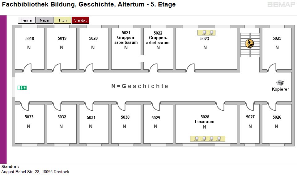 Etagenplan Fachbibliothek Bildung, Geschichte, Altertum - 5.Etage