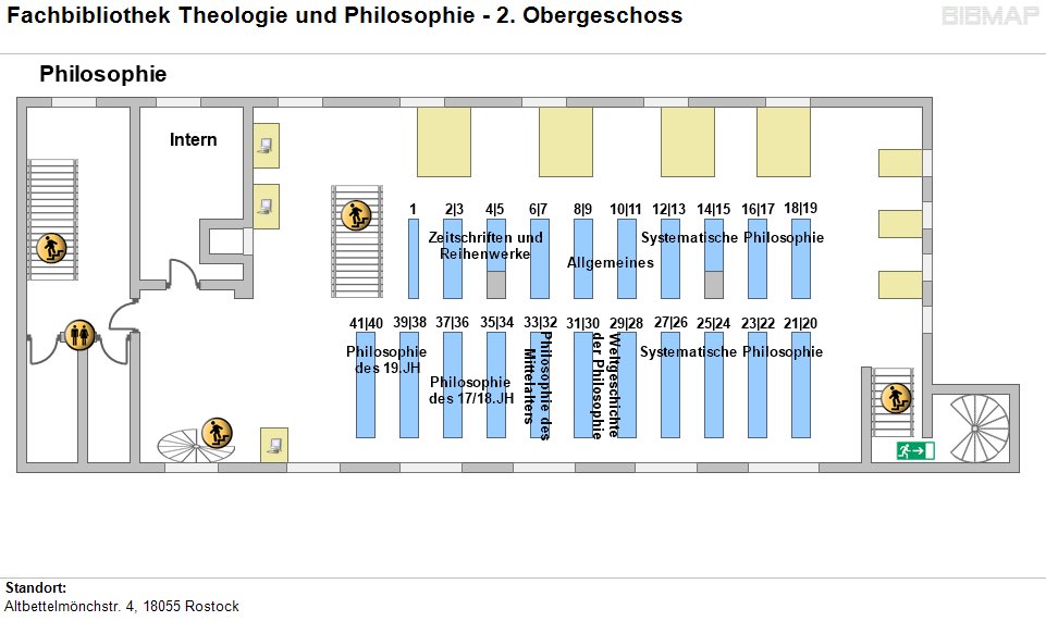 Etagenplan Fachbibliothek Theologie und Philosophie - 2. OG