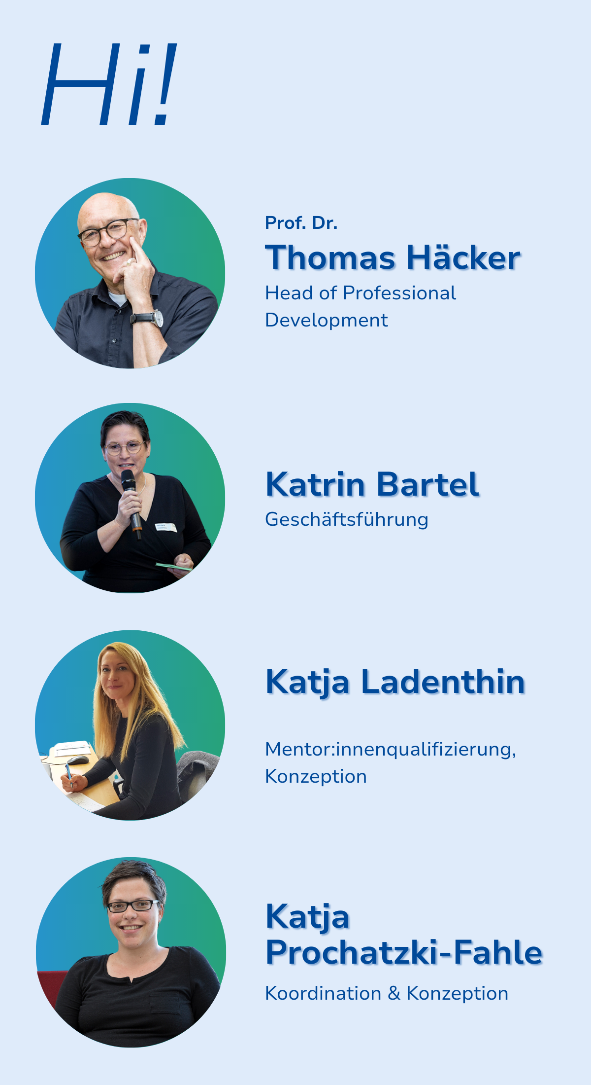 Auf dieser Grafik befinden sich Fotos der Mitarbeiter:innen des Karriere Campus