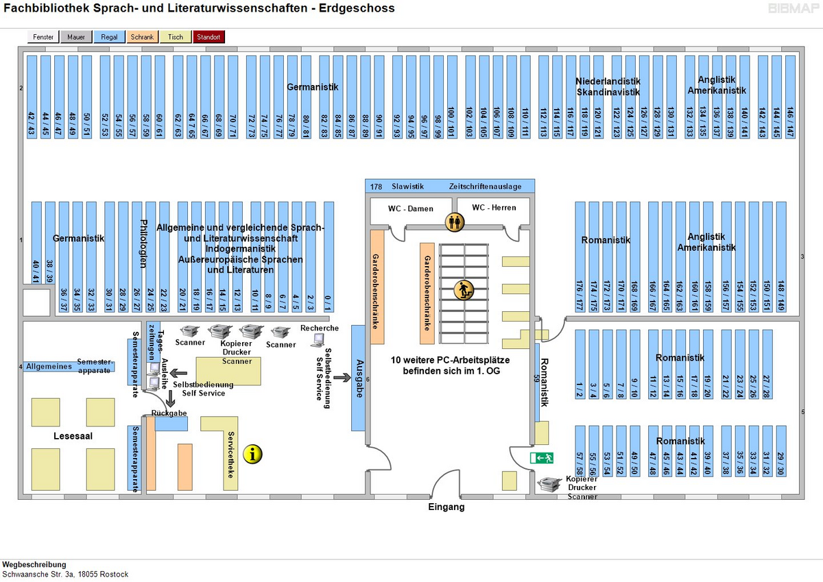 Etagenplan Fachbibliothek Sprach- und Literaturwissenschaft - EG