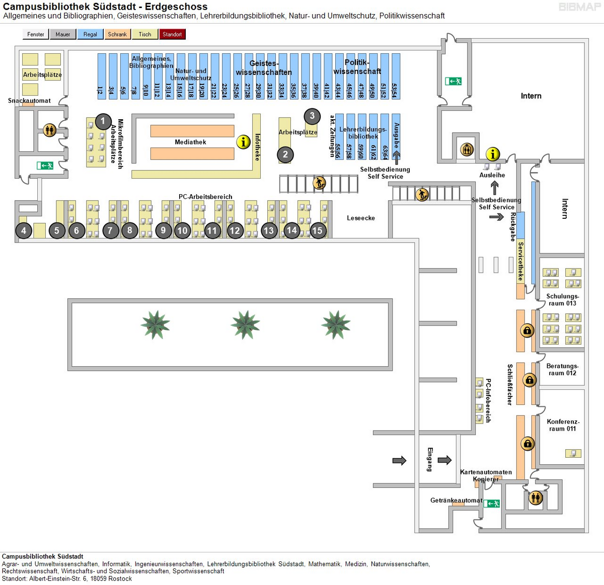 Etagenplan Campusbibliothek Südstadt - EG