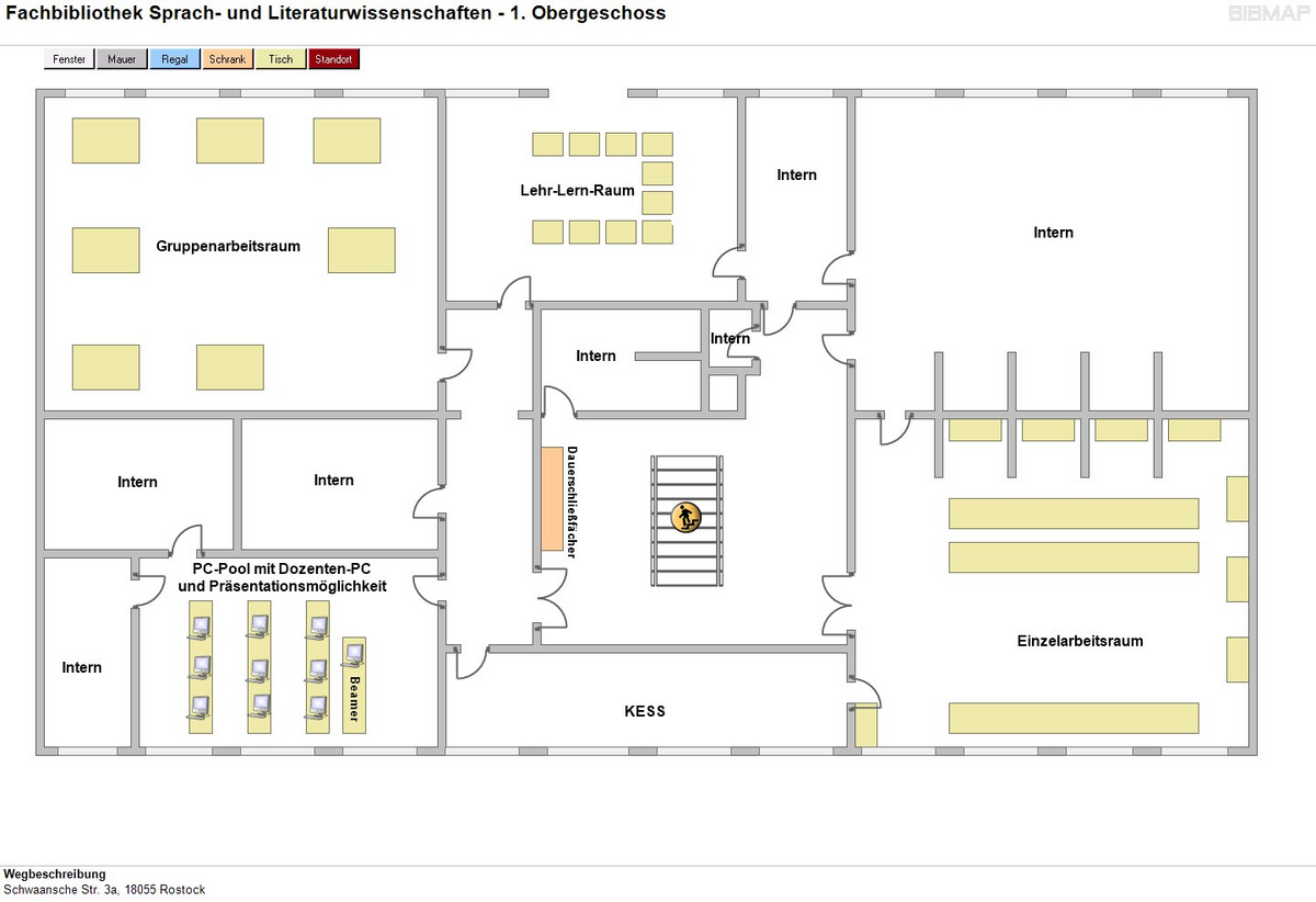 Layout, Linguistics and Literary Studies Library, 1st floor